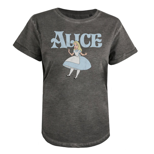 (MED, VINTAGE WASH CHARCOAL) Disney Ladies - Alice In Wonderland - T-shirt