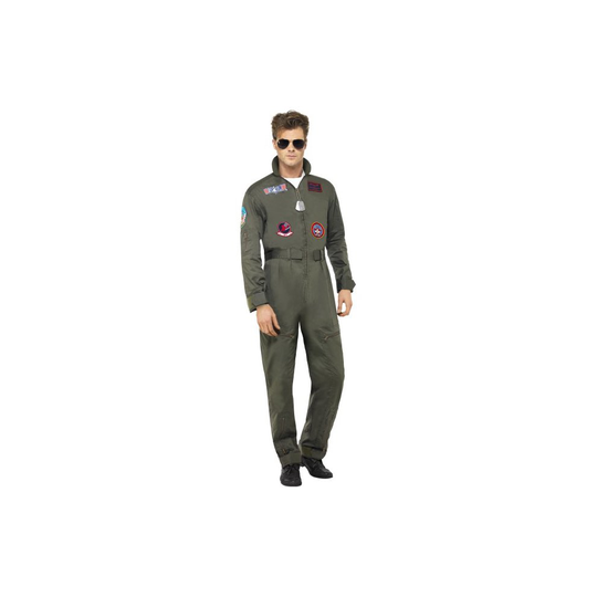 Adult's Top Gun Costume - top gun costume deluxe fancy dress mens aviator jumpsuit pilot outfit male licensed