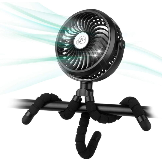 Winique Stroller Fan,2600mAh Battery Powered Car Seats Clip-on Fan Ultra Quiet 3 Speed 360Â Rotatable Personal USB Desk Fan with LED Lights