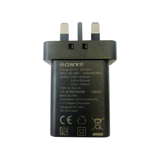 (Adapter Only) Official Sony 3 Pin Qualcomm 3.0 Quick Charger UCH32 And USB-C UCB24 Cable