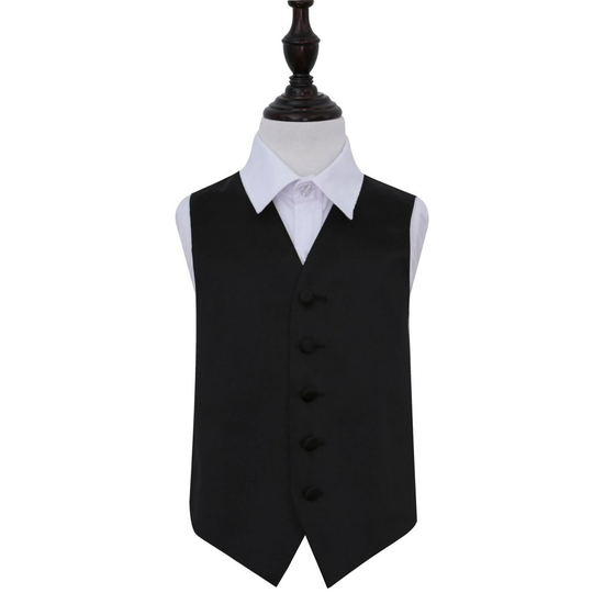 Black Plain Satin Wedding Waistcoat for Boys 26'