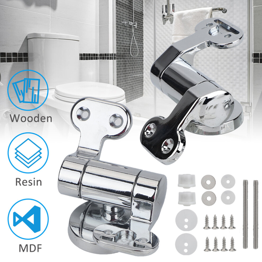 Replacement Soft Close Hinge Set for Oak Wood WC Seats Chrome Hinges