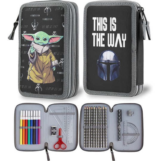 Disney Baby Yoda Pencil Case, Filled Pencil Cases for Boys, Stationery Set School Supplies Mandalorian Merchandise