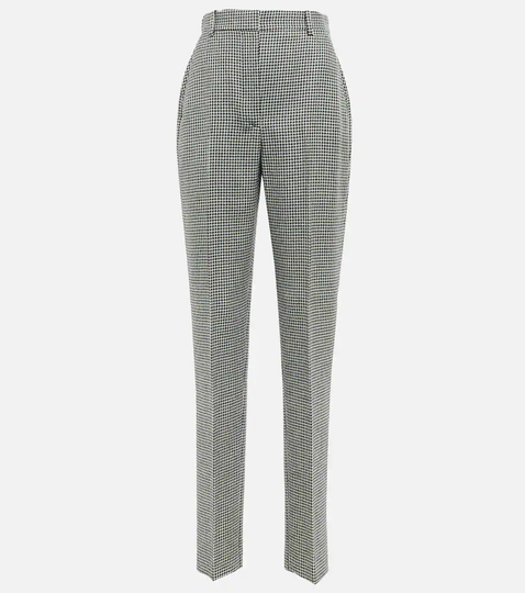 Houndstooth wool slim-fit pants