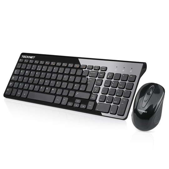 TeckNet 2.4G Quiet Desktop Cordless Wireless Keyboard Mouse Set Combo UK Layout