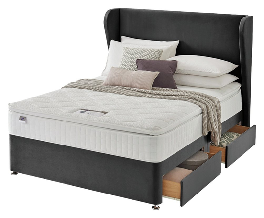 Silentnight 1000 Memory Superking 4 Drw Divan Bed-Charcoal