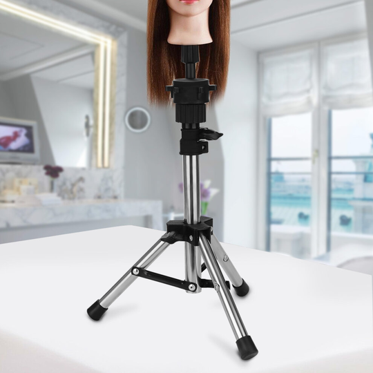 Hairdressing Training Mannequin Head Tripod Stand Wig Holder Barber