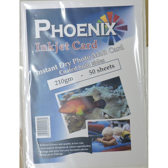 50 Sheets Phoenix A4 210gsm Double Sided Photo Matt/ Matte Card