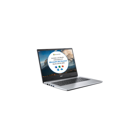Acer Aspire 3 A314-35 14 inch Laptop - (Intel Celeron N4500, 4GB, 128GB SSD, Full HD Display, Microsoft Office 365, Windows 10, Silver)
