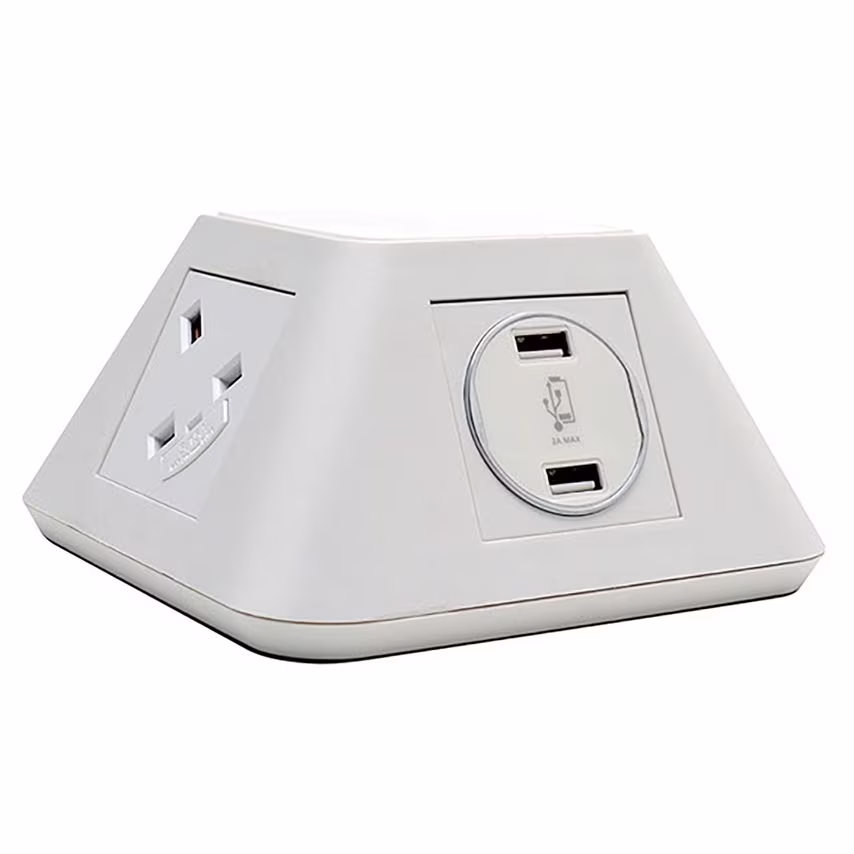 Dams Inca On-surface Power Module 2 x UK Sockets, 2 x Twin USB Fast Charge - Bla