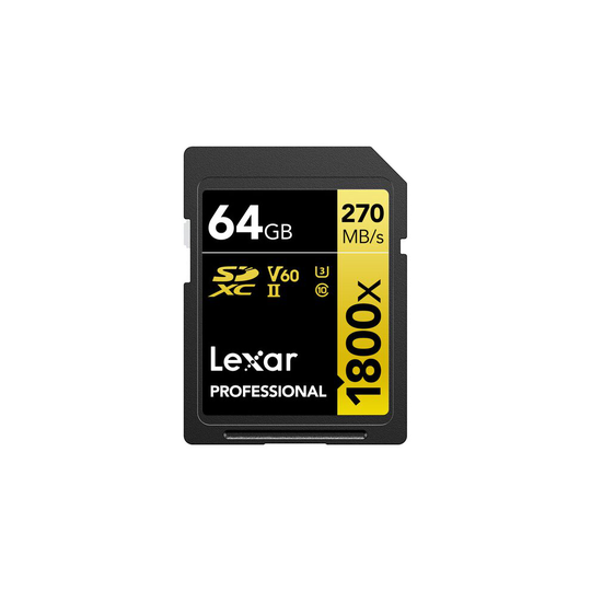 Lexar SDXC Professional 1800x UHS-II Flash Memory Card 64GB