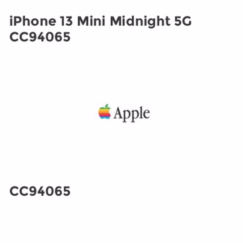 Apple iPhone 13 Mini Midnight 5G CC94065