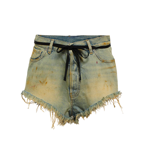 Distressed denim shorts
