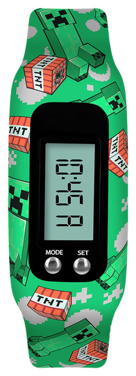 Minecraft Kids Digital Green Silicone Strap Step Tracker