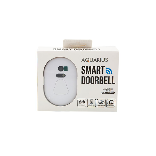 Aquarius Wireless Smart Camera Doorbell With Real Time Monitoring, Night Vision, Compatible With Ios And Android - White