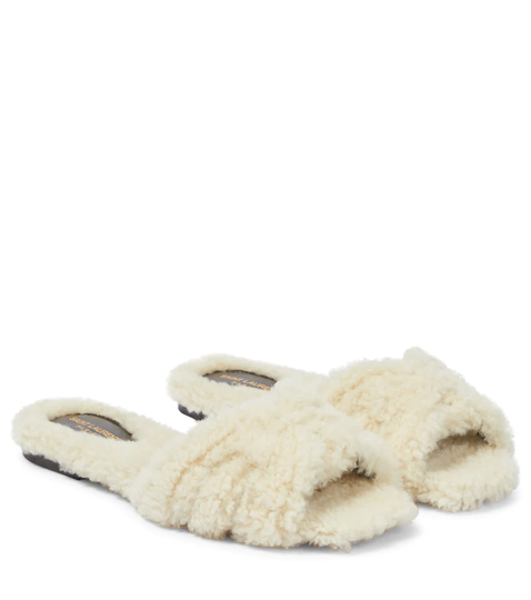 Tribute flat shearling sandals