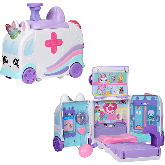 Kindi Kids Hospital Corner Unicorn Ambulance Play Set - Includes Shopkins Accessories