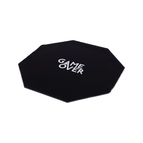 (Grey) Gameover Gaming Chair Floor Mat | Non slip Gamer Chair Carpet | Games Room Floor Protector | Water resistant Chairs Mat Rug