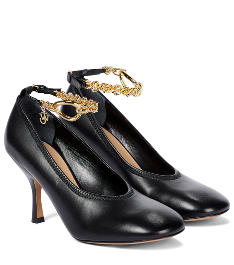 Embellished leather pumps