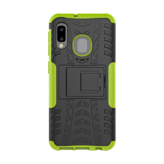 (Green) Slim Armour Shockproof Case Cover Stand + LCD Guard for Samsung Galaxy A20e
