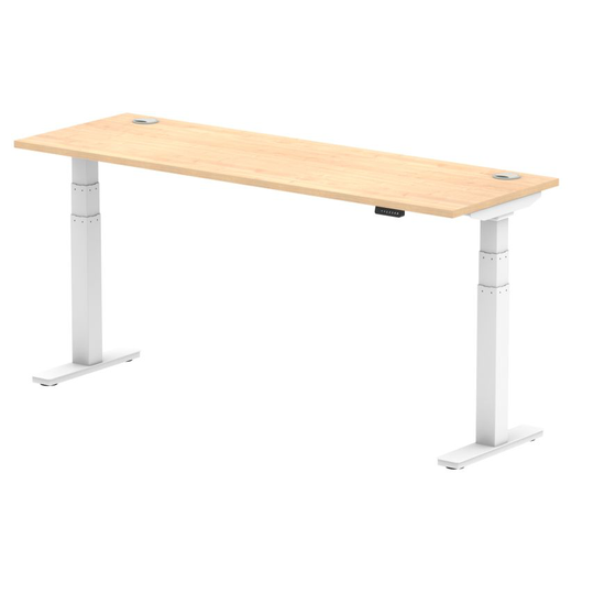 Dynamic Air 1800/600 Maple Height Adjustable Desk with Cable Ports with White Le