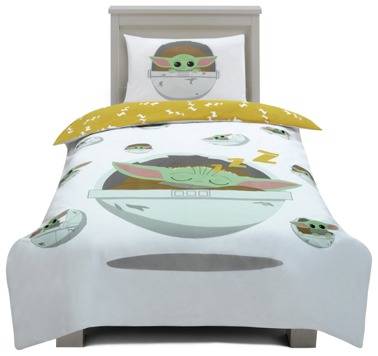Mandalorian Kids White and Yellow Bedding Set - Single