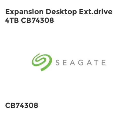 Seagate Expansion Desktop Ext.drive 4TB CB74308- you get 2