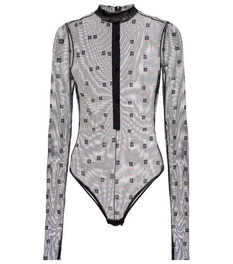 4G jacquard-knit tulle bodysuit