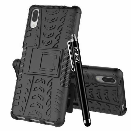 (Black) For Sony Xperia L3 Shockproof Hybrid Phone Case