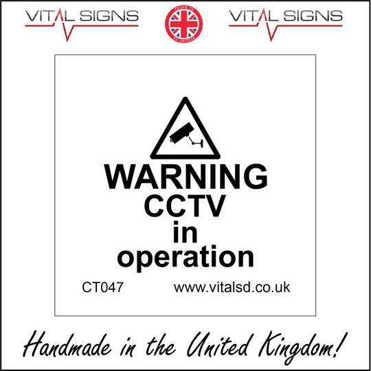 (200 x 200mm - 8 x 8, Sticker / Sav - White Background) CT047 Warning CCTV in Operation SIGN Surveillance Film Monitor Security