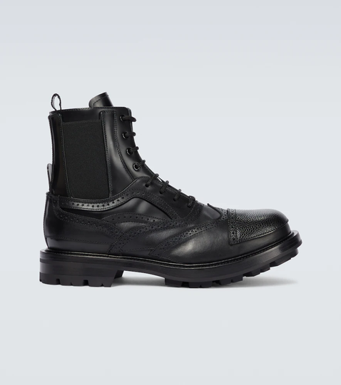 Brogue leather boots