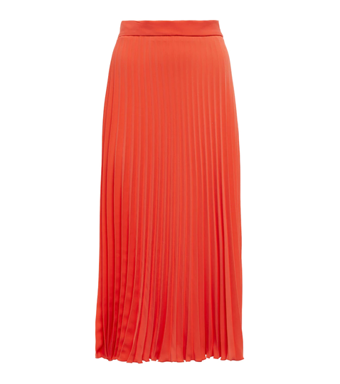 Pleated crêpe midi skirt