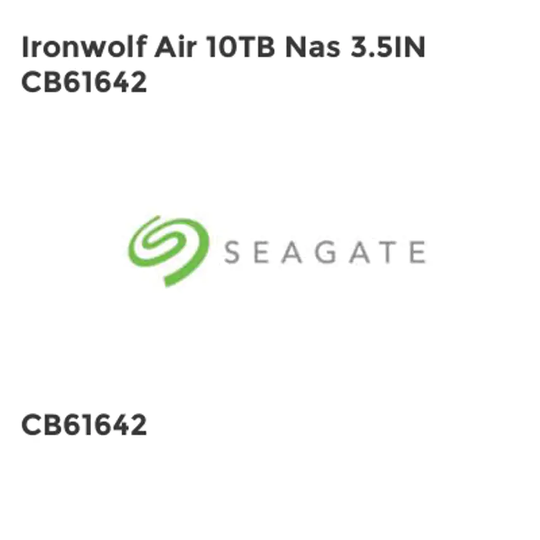 Seagate Ironwolf Air 10TB Nas 3.5IN CB61642
