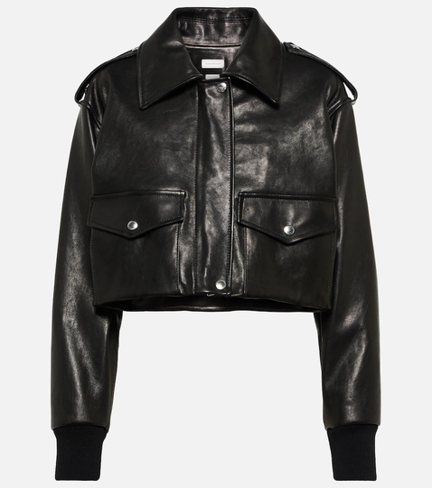 Cropped leather jacket