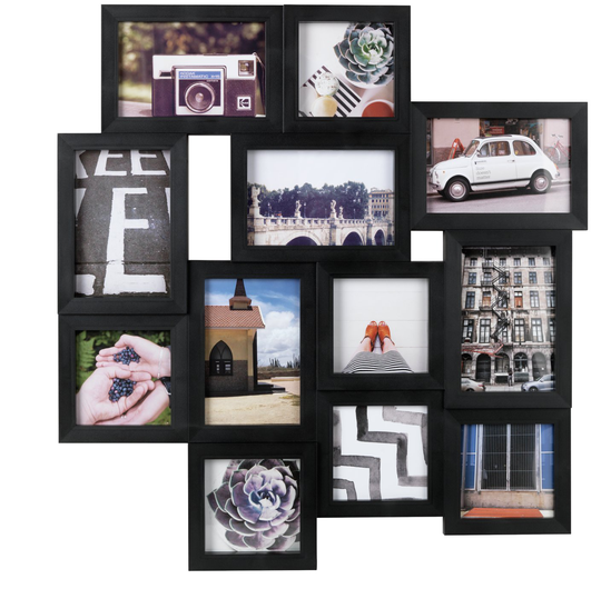 Argos Home 12 Aperture Photo Frame - Black - 55x53cm
