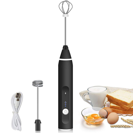 Milk Frother Electric Handheld Coffee Frother USB Rechargeable 3 Gear