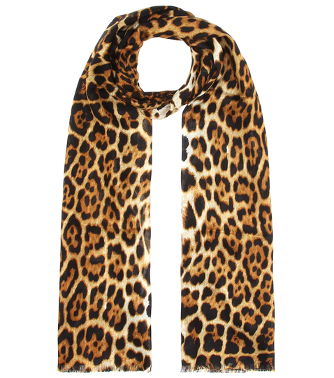 Leopard print silk scarf