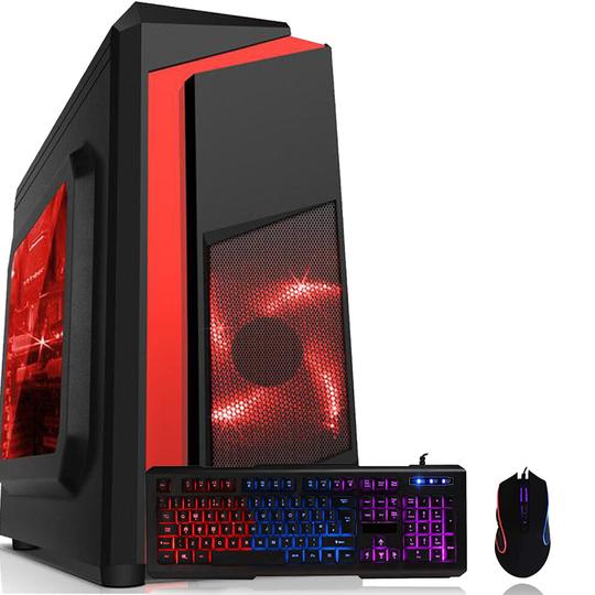 Nox Gaming PC Bundle F3 Red | i5 2400 Quad Core - Nvidia GT1030 - 16GB RAM - 2TB HDD - Set