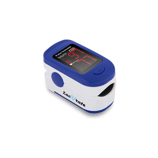 Zacurate 500BL Fingertip Pulse Oximeter Blood Oxygen Saturation Monitor with Silicone Cover, Batteries and Lanyard (Navy Blue)