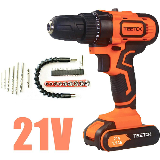 21V Cordless Drill Driver Screwdriver Combi Drill Action Magnet +Case