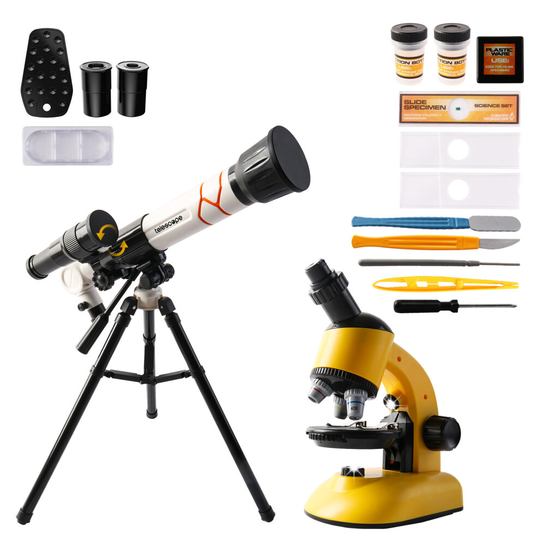 deAO 2 in 1 My First Telescope and Microscope Educational Play Set Children Science Exploration and Astronomy Starter Kit