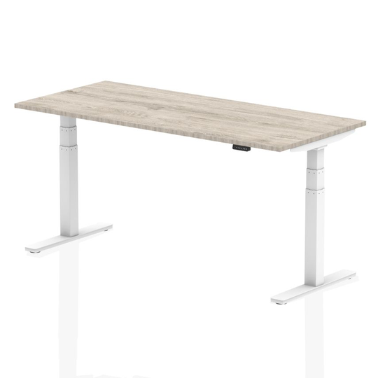 Dynamic Air 1800/800 Grey Oak Height Adjustable Desk with White Legs