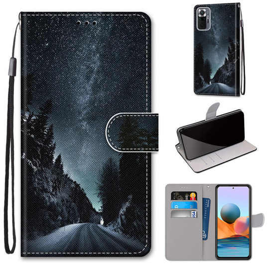 Xiaomi Redmi Note 10 Pro Case Pattern Cover Folio with kickstand Night paths