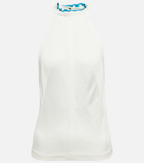 Chain-embellished halterneck top