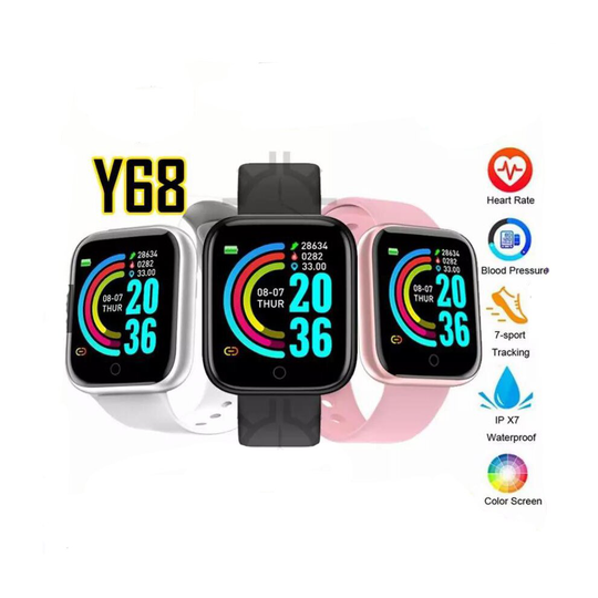 (Pink) Y68 Smart Watch Fitness Tracker Digital Heart Jam Tangan Wanita Lelaki Watch Men Women Watch