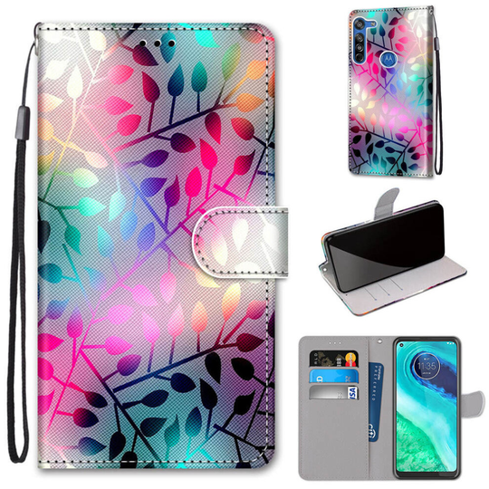 Motorola Moto G8 Case Pattern Cover Folio with kickstand Glass pattern