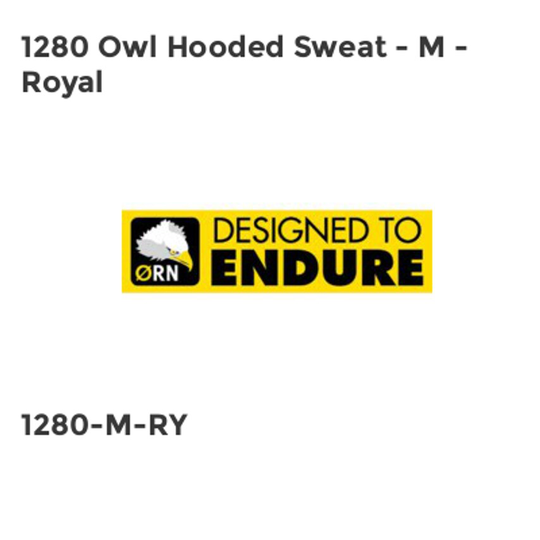 Orn 1280 Owl Hooded Sweat - M - Royal