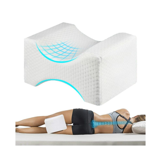 (Pillow With Cover) Memory Foam Knee Pillow Side Sleepers Cushion Pregnancy Align Spine Back Support