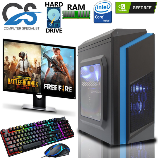 (1TB HDD, Onboard Graphic) Intel Core i5 Gaming PC Monitor Bundle 8GB 1TB HDD GT 730