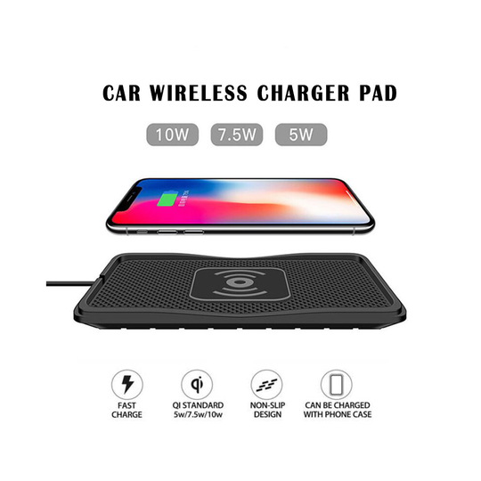 (C1755) 10W Qi Wireless Car Phone Charger Fast Charging Pad 2 in1 Non-slip Silicone Mat